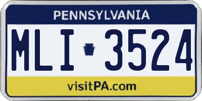 PA license plate MLI3524