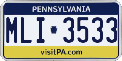 PA license plate MLI3533