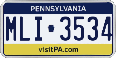 PA license plate MLI3534