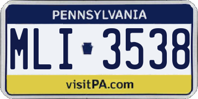 PA license plate MLI3538