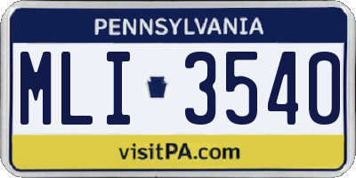 PA license plate MLI3540