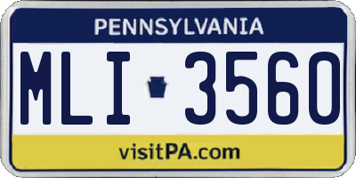 PA license plate MLI3560