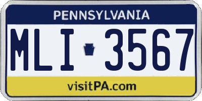 PA license plate MLI3567