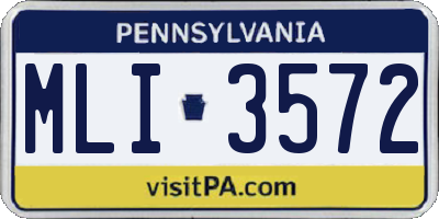 PA license plate MLI3572