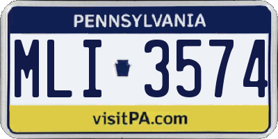 PA license plate MLI3574