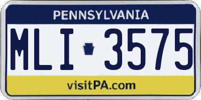PA license plate MLI3575