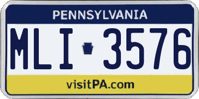 PA license plate MLI3576