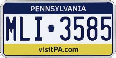PA license plate MLI3585