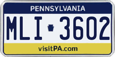 PA license plate MLI3602