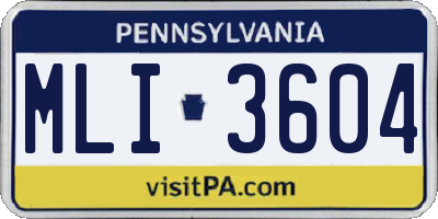 PA license plate MLI3604