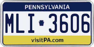 PA license plate MLI3606