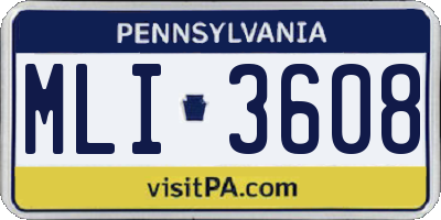 PA license plate MLI3608