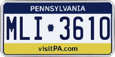 PA license plate MLI3610