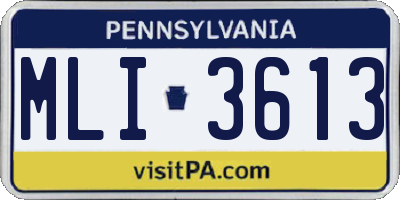 PA license plate MLI3613