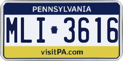 PA license plate MLI3616