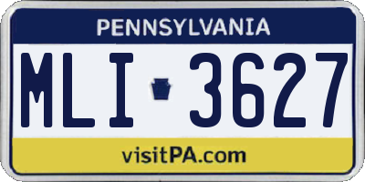 PA license plate MLI3627