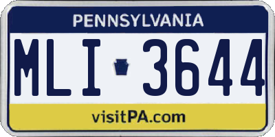 PA license plate MLI3644