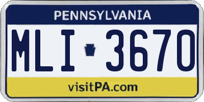 PA license plate MLI3670