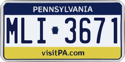 PA license plate MLI3671