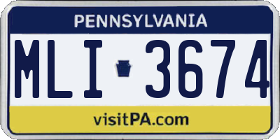PA license plate MLI3674