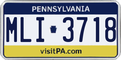 PA license plate MLI3718