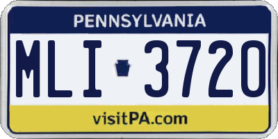 PA license plate MLI3720