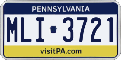 PA license plate MLI3721