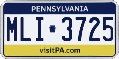 PA license plate MLI3725
