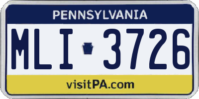 PA license plate MLI3726