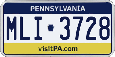 PA license plate MLI3728