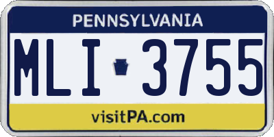 PA license plate MLI3755