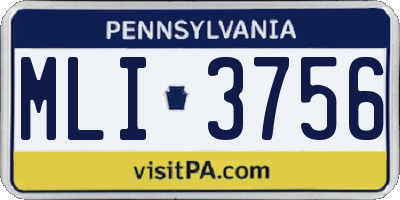 PA license plate MLI3756