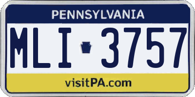 PA license plate MLI3757