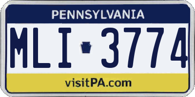 PA license plate MLI3774