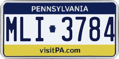 PA license plate MLI3784