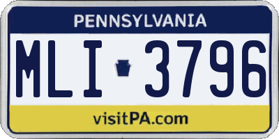 PA license plate MLI3796