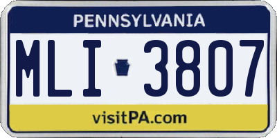 PA license plate MLI3807