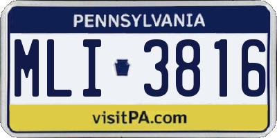PA license plate MLI3816