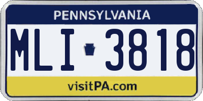PA license plate MLI3818