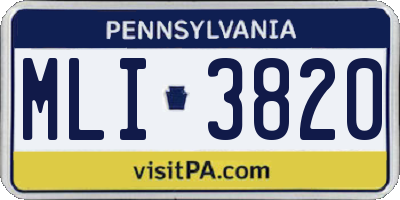 PA license plate MLI3820