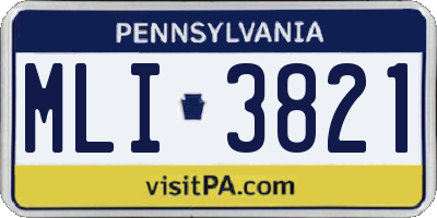 PA license plate MLI3821