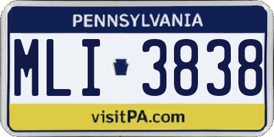 PA license plate MLI3838