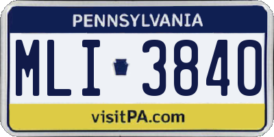 PA license plate MLI3840