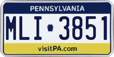 PA license plate MLI3851