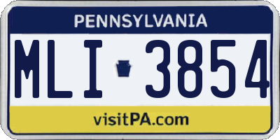 PA license plate MLI3854