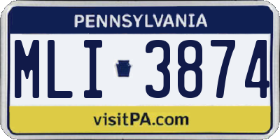 PA license plate MLI3874