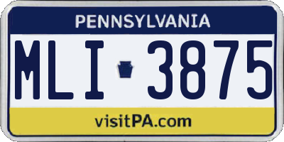 PA license plate MLI3875