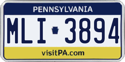 PA license plate MLI3894