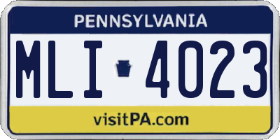 PA license plate MLI4023