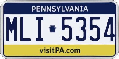 PA license plate MLI5354